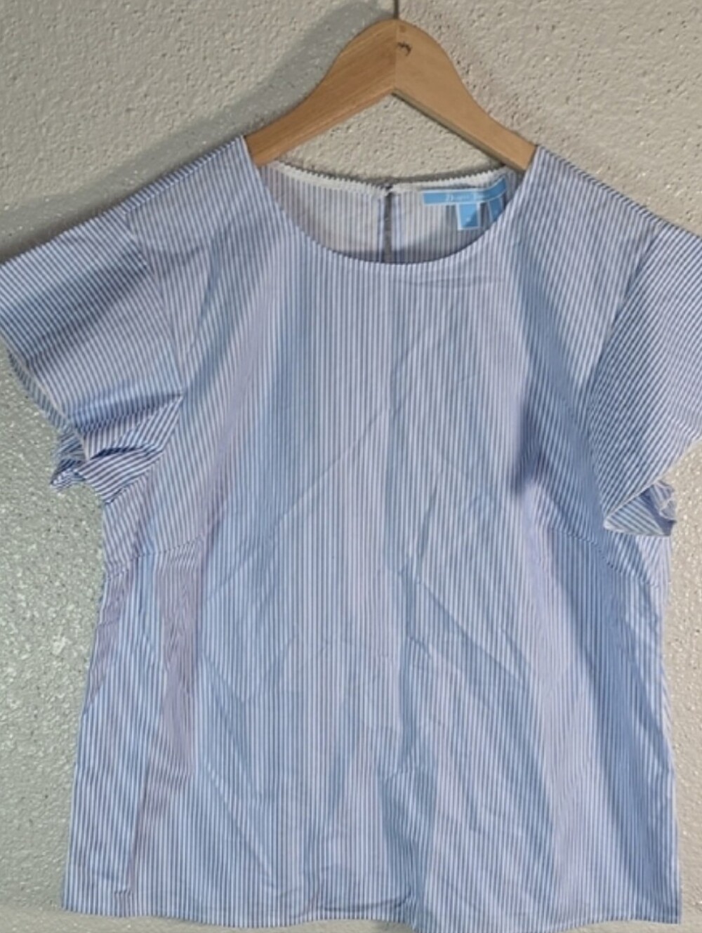 Draper James Classic Blue Pinstripe Short Sleeve Top - Picture 9 of 9